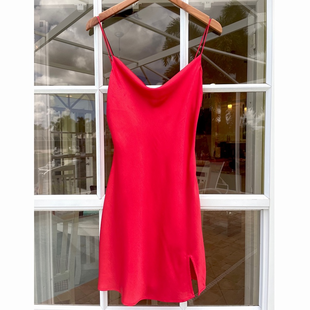 Cotton candy la red slip dress mini size m going out dress/ graduation